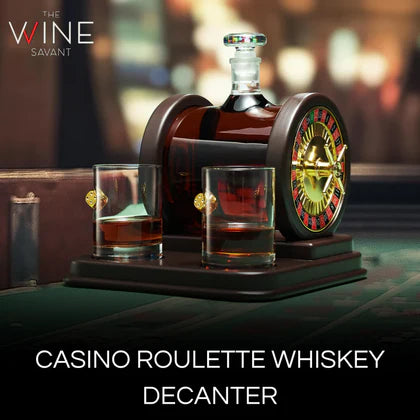 Casino Roulette Whiskey Decanter for Men, Husband, Him | 67.6 OZ Decanter With 2 x 10oz Dice Whiskey Glasses