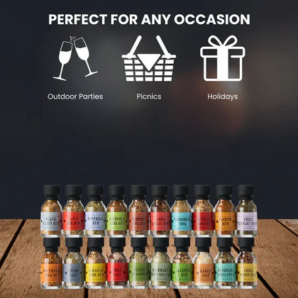 Smokehouse BBQ Gourmet Grilling Spice Set | 20-Set | Glass Bottle Seasonings