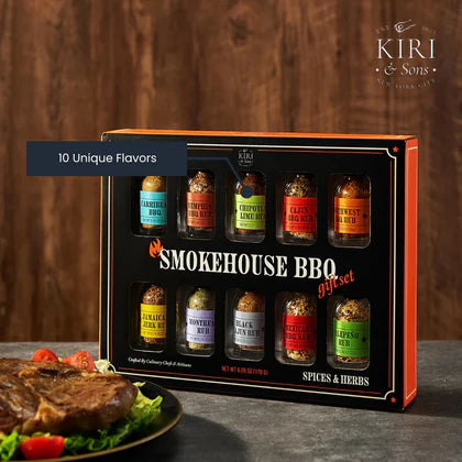 Smokehouse BBQ Gourmet Grilling Spice Set | 10-Set | Glass Bottle Seasonings
