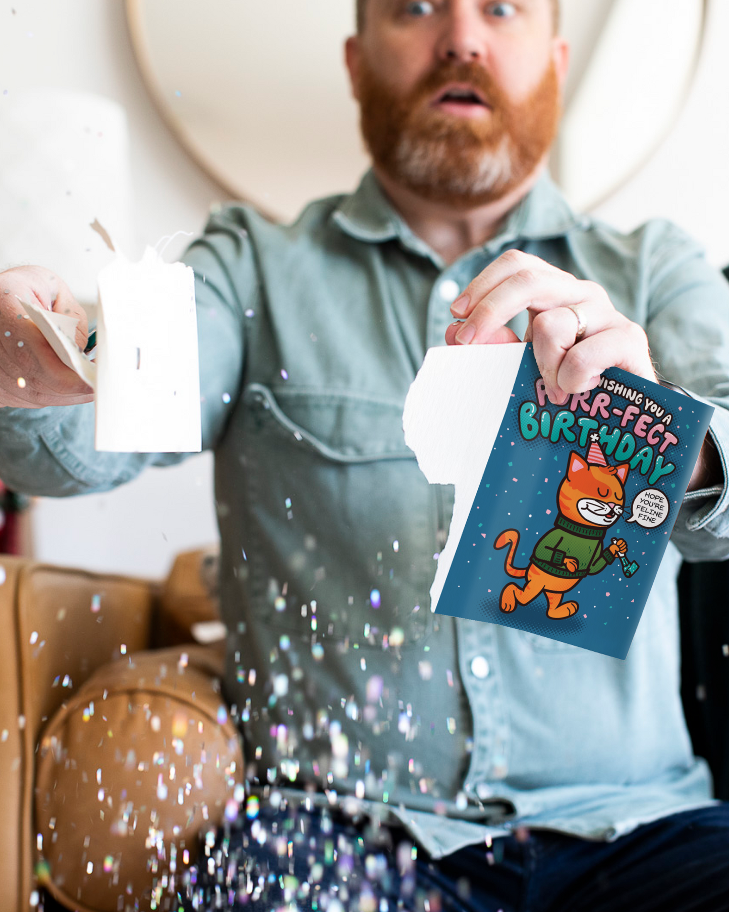 Endless Cool Cat Birthday Card with Glitter