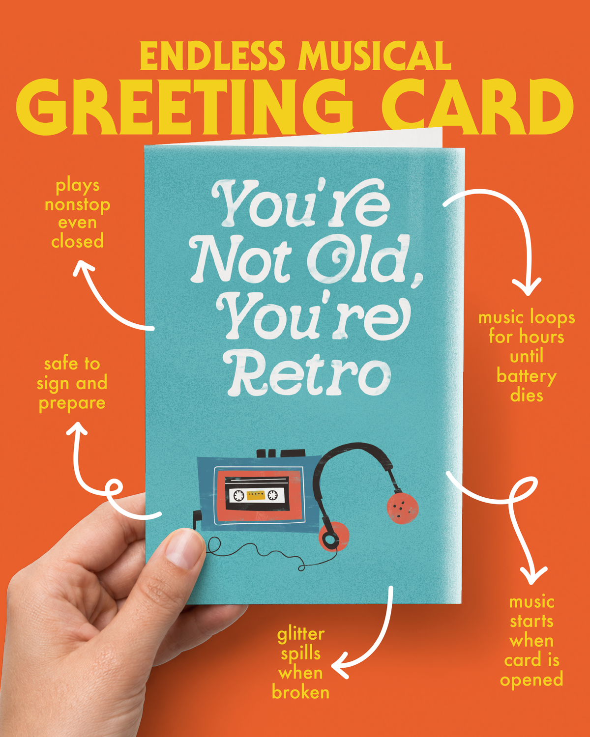 Endless Retro Birthday Card with Glitter