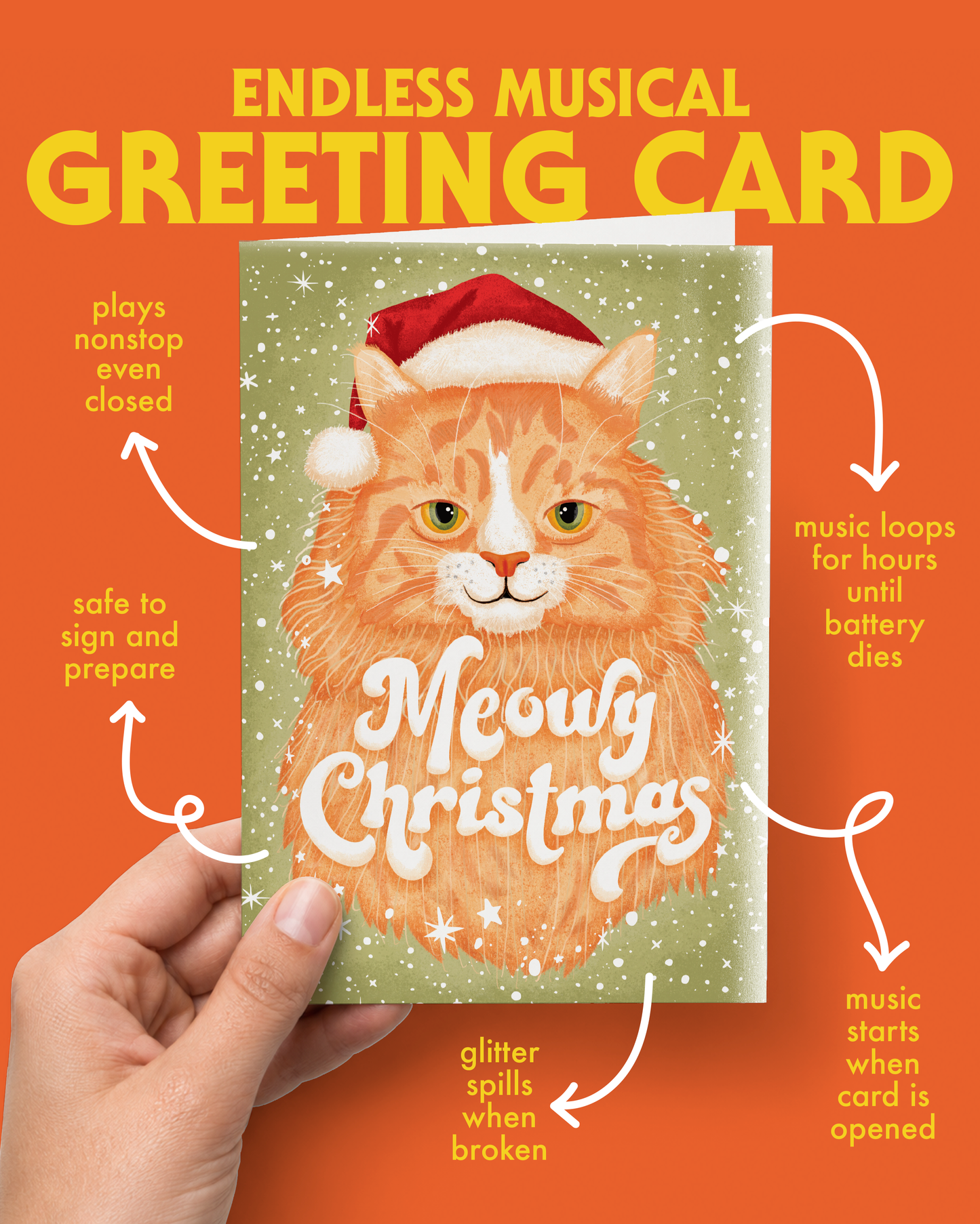 Endless Meowy Christmas Card with Glitter