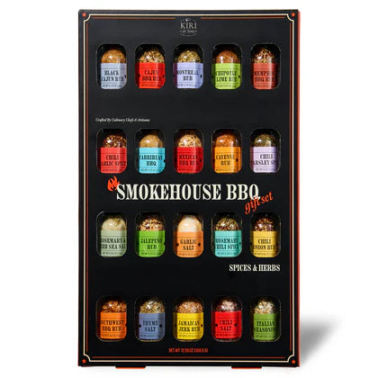 Smokehouse BBQ Gourmet Grilling Spice Set | 20-Set | Glass Bottle Seasonings