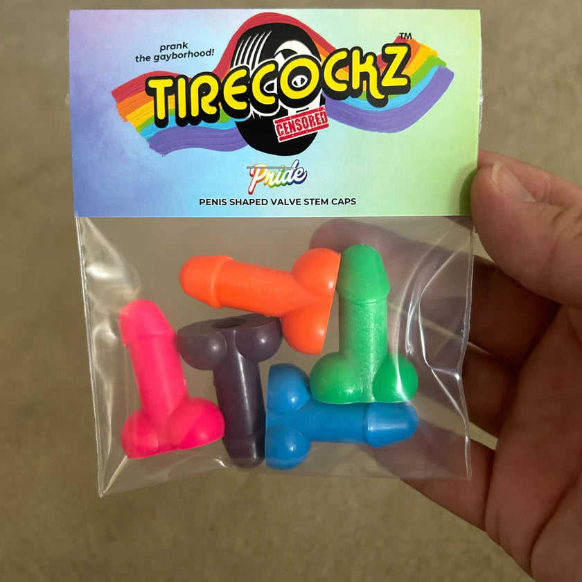 Tirecockz Pride Edition Prank Dick Shaped Valve Stem Cap - 5 Pack