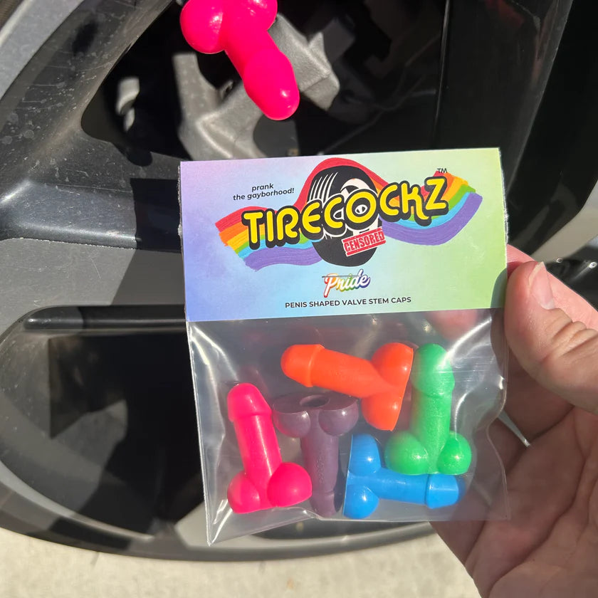 Tirecockz Pride Edition Prank Dick Shaped Valve Stem Cap - 5 Pack