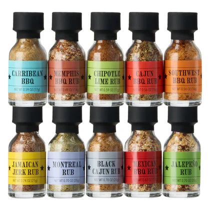 Smokehouse BBQ Gourmet Grilling Spice Set | 10-Set | Glass Bottle Seasonings