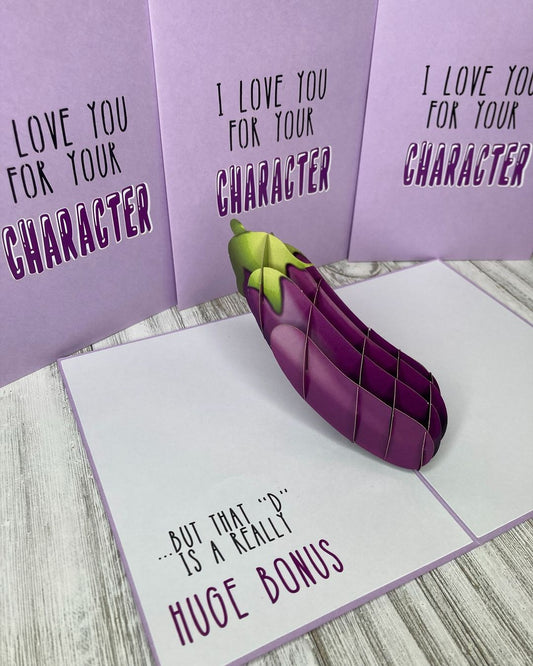 Eggplant Inappropriate 3D Greeting Card