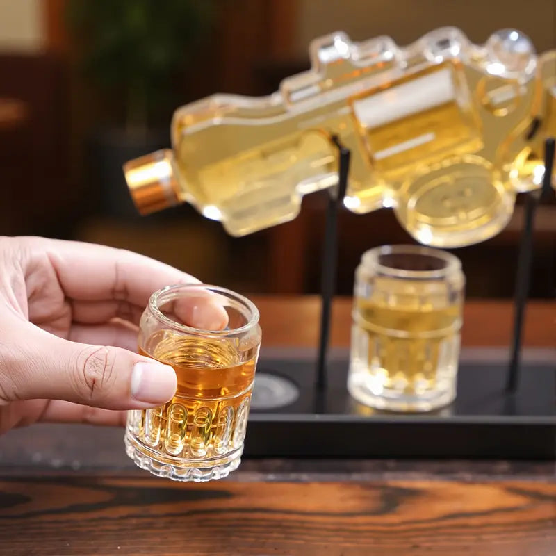 Classic Revolver Whiskey Decanter Set