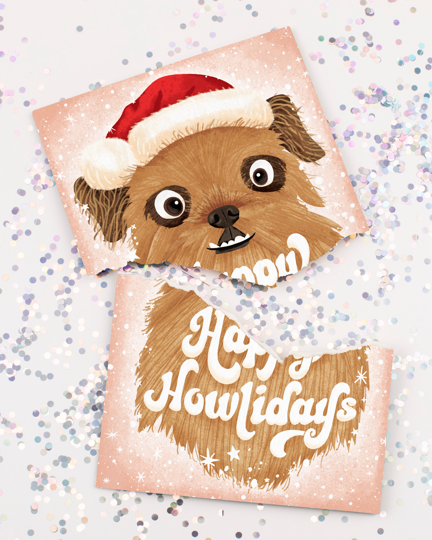 Endless Dog Christmas Card with Glitter