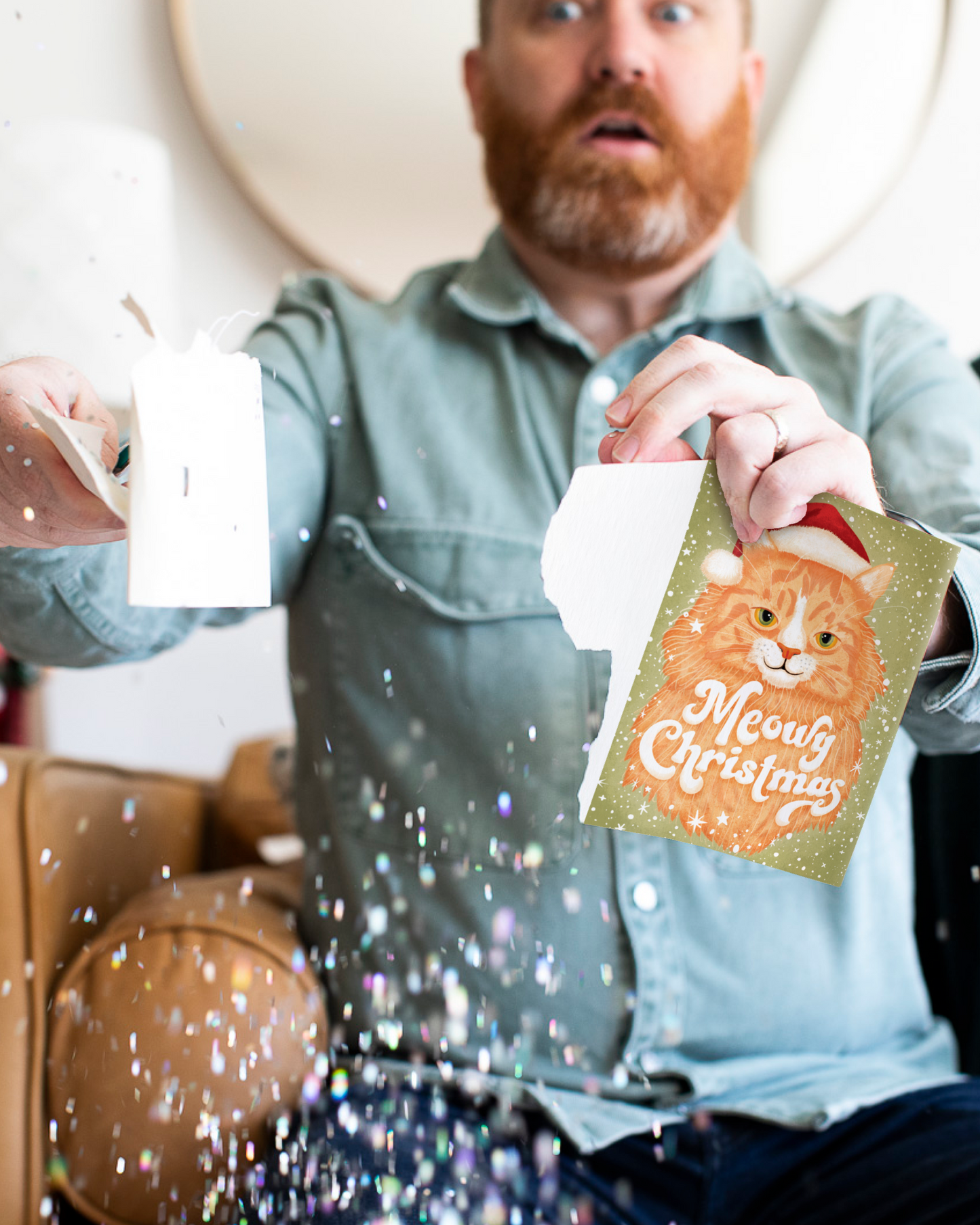 Endless Meowy Christmas Card with Glitter
