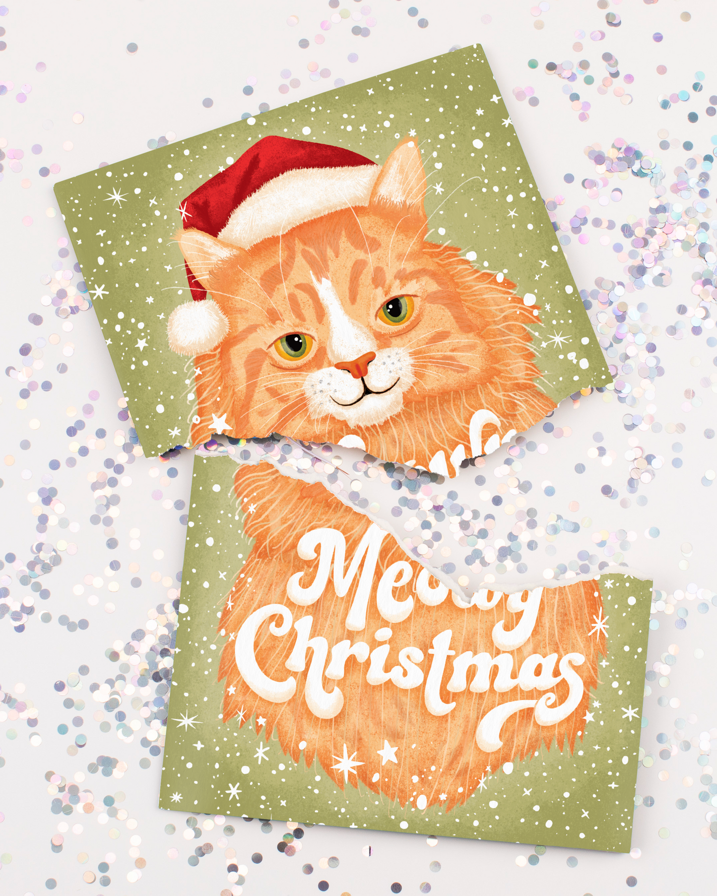 Endless Meowy Christmas Card with Glitter