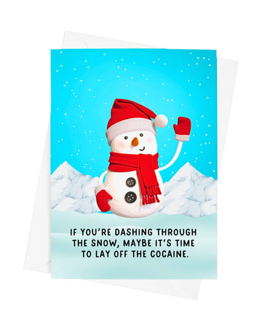Dashing Through the Snow Card | Funny Christmas Snowman Holiday Card