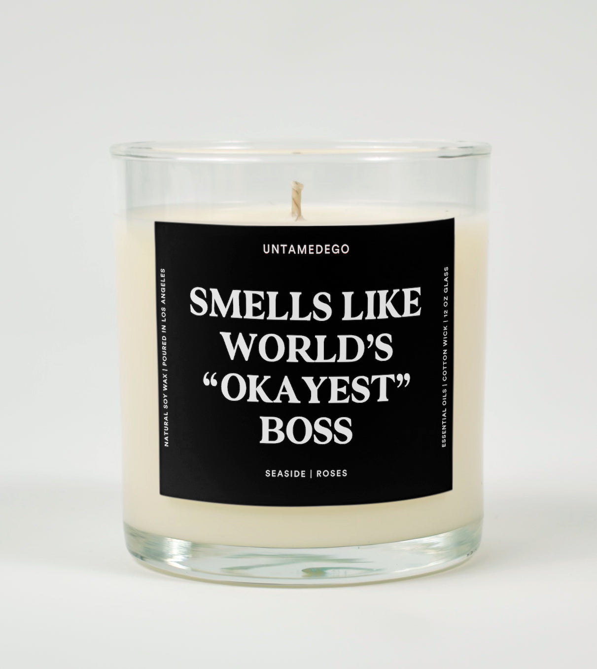 Smells Like World's Okayest Boss Glass Candle