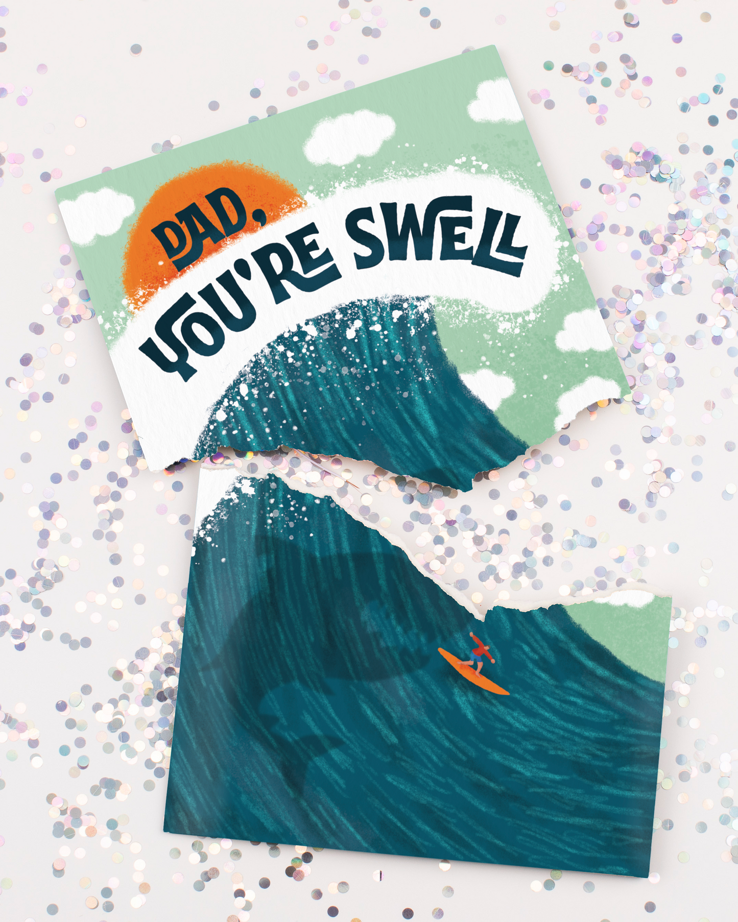 Endless Baby Shark Father's Day Card with Glitter