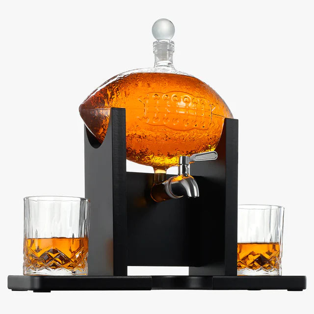 Football Decanter with 2 Whiskey & Wine Glasses – TireCockz