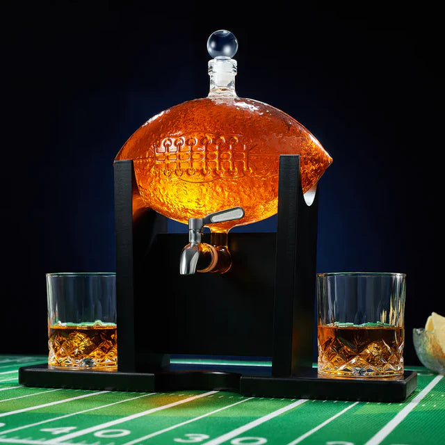 Football Decanter with 2 Whiskey & Wine Glasses – TireCockz