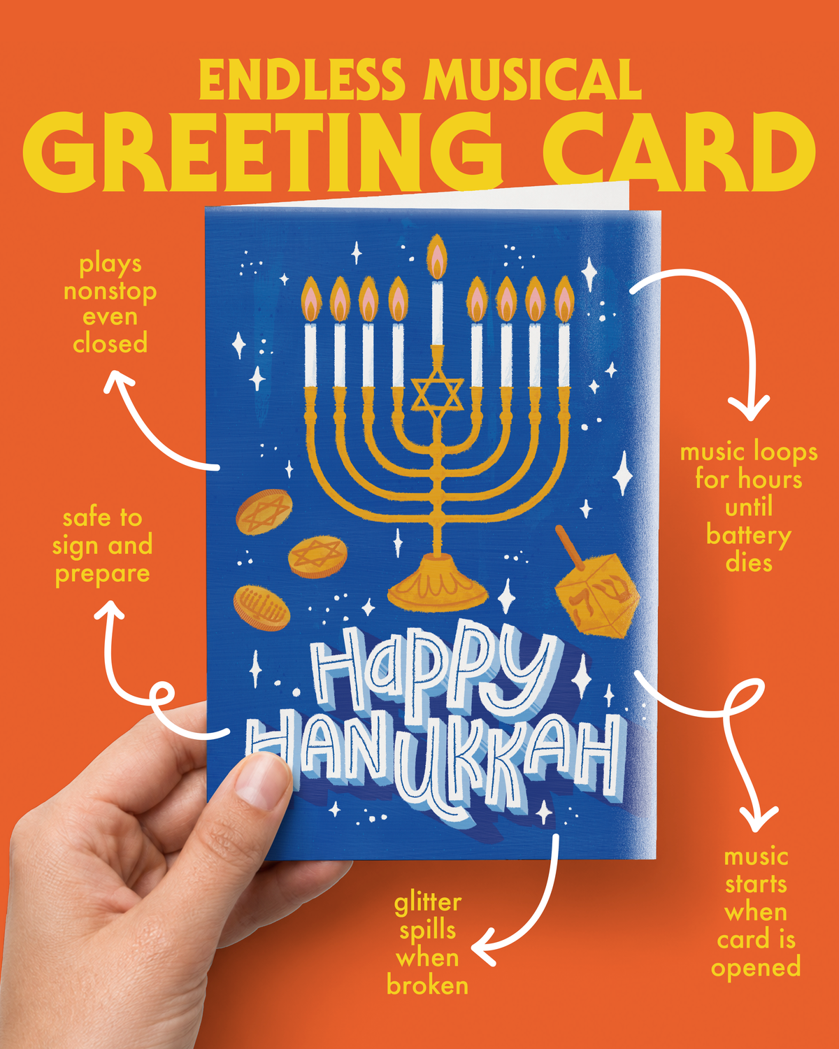 Endless Hanukkah Card with Glitter