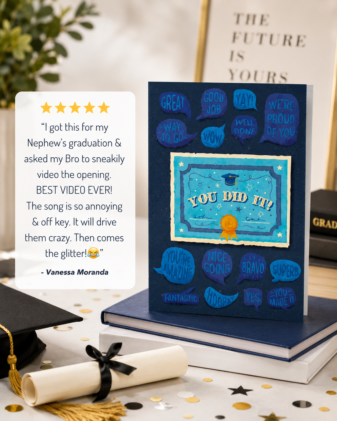 Endless Off-tune Graduation Card with Glitter