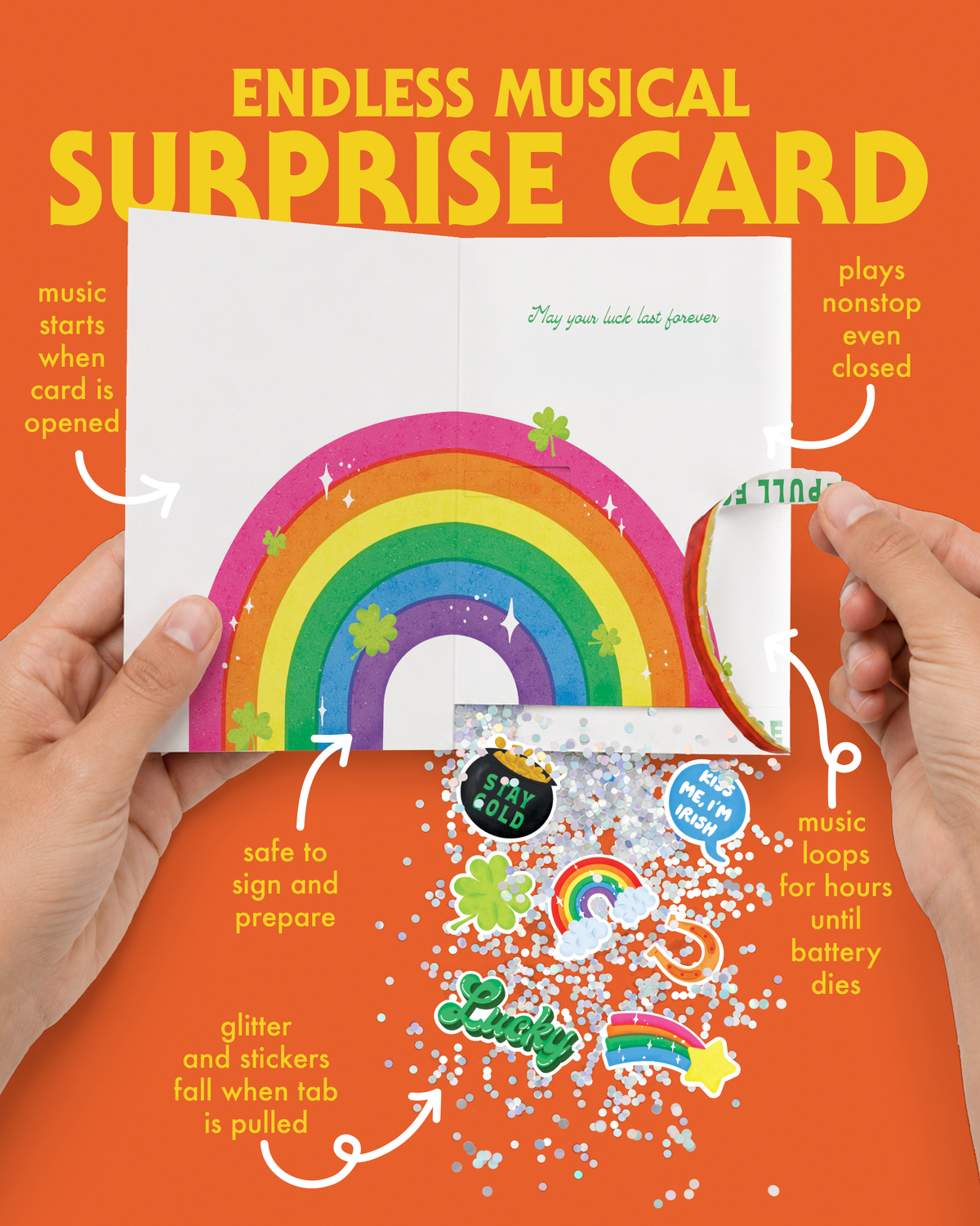 Endless Bagpipes St. Patricks Day Card with Glitter and Stickers