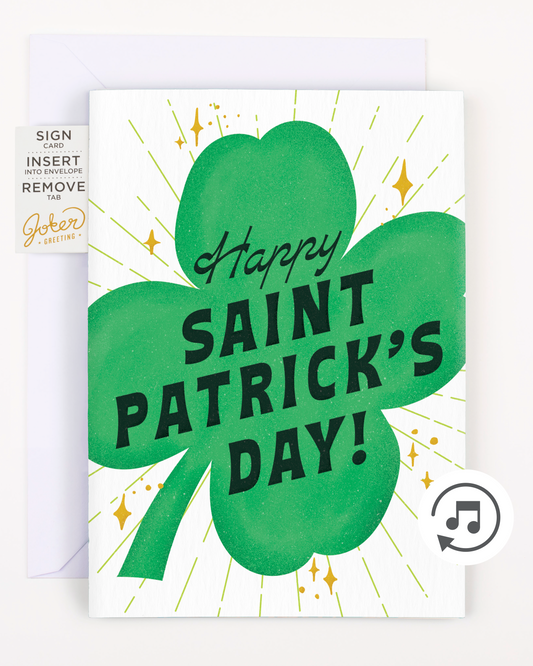 Endless Bagpipes St. Patricks Day Card with Glitter and Sticker Surprise