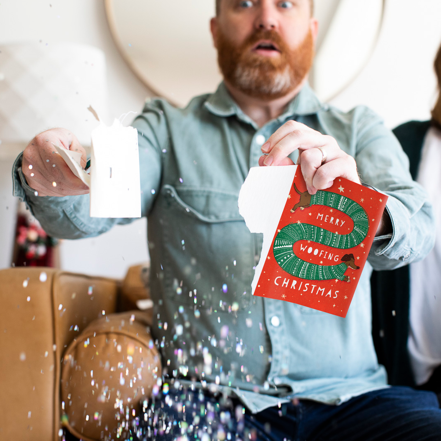 Endless Woofing Christmas Card with Glitter