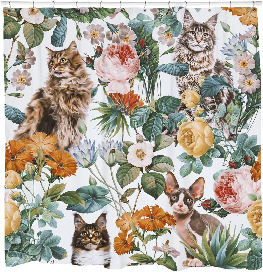 Whimsical Cat Shower Curtain