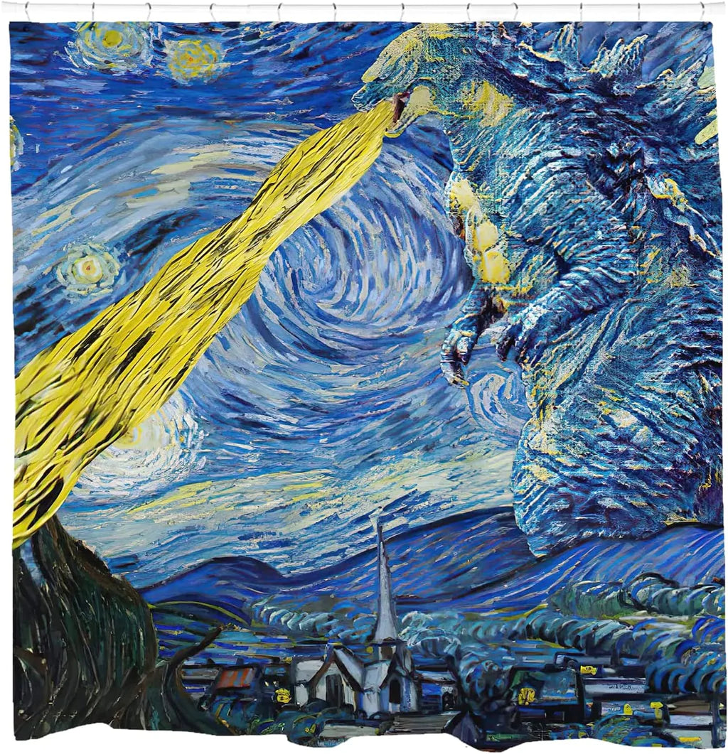 Godzilla Van Gogh Shower Curtain
