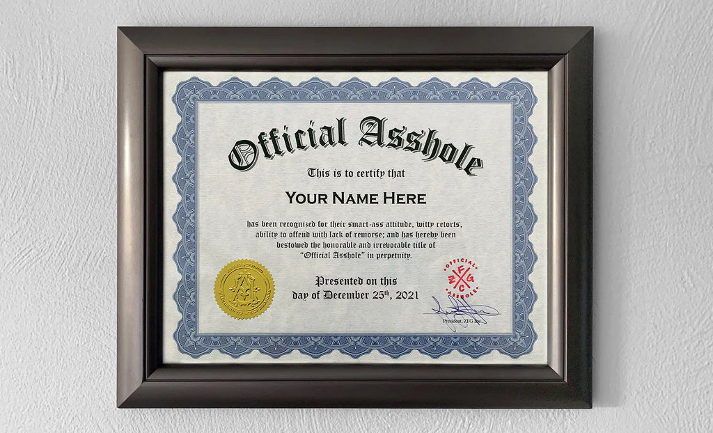 Official Asshole Certificate