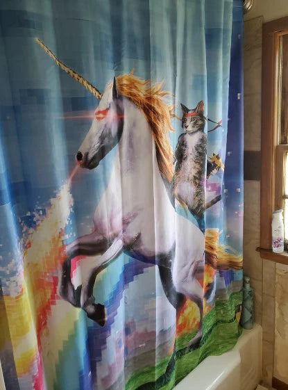 Rambo Cat On Unicorn Shower Curtain