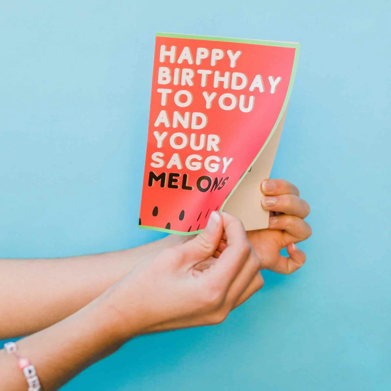 Happy Birthday to You and Your Saggy Melons! - Glitter Bomb Card