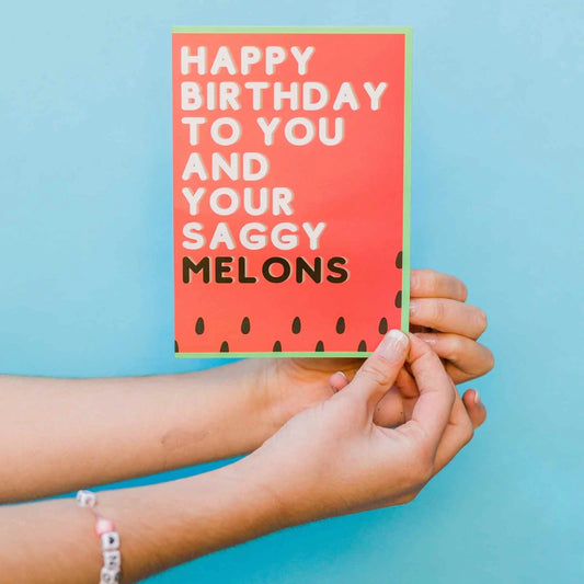 Happy Birthday to You and Your Saggy Melons! - Glitter Bomb Card