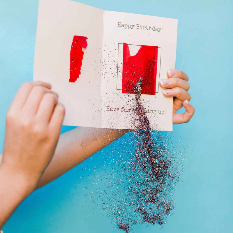 Meh, Happy Birthday - Glitter Bomb Card